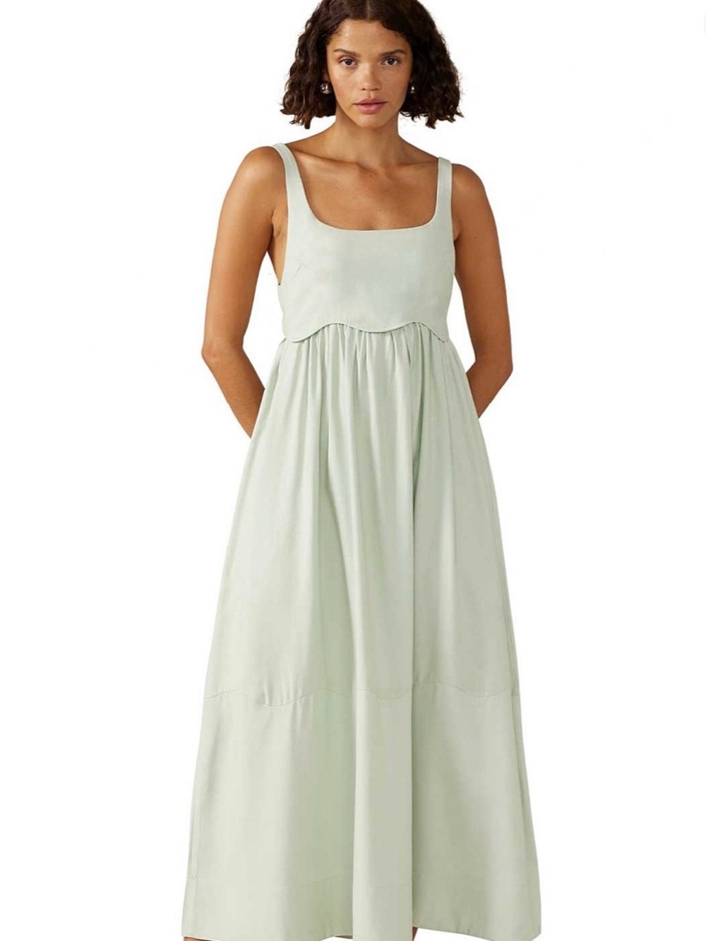 Sleeveless Square-Neck Maxi Dress in Pale Mint